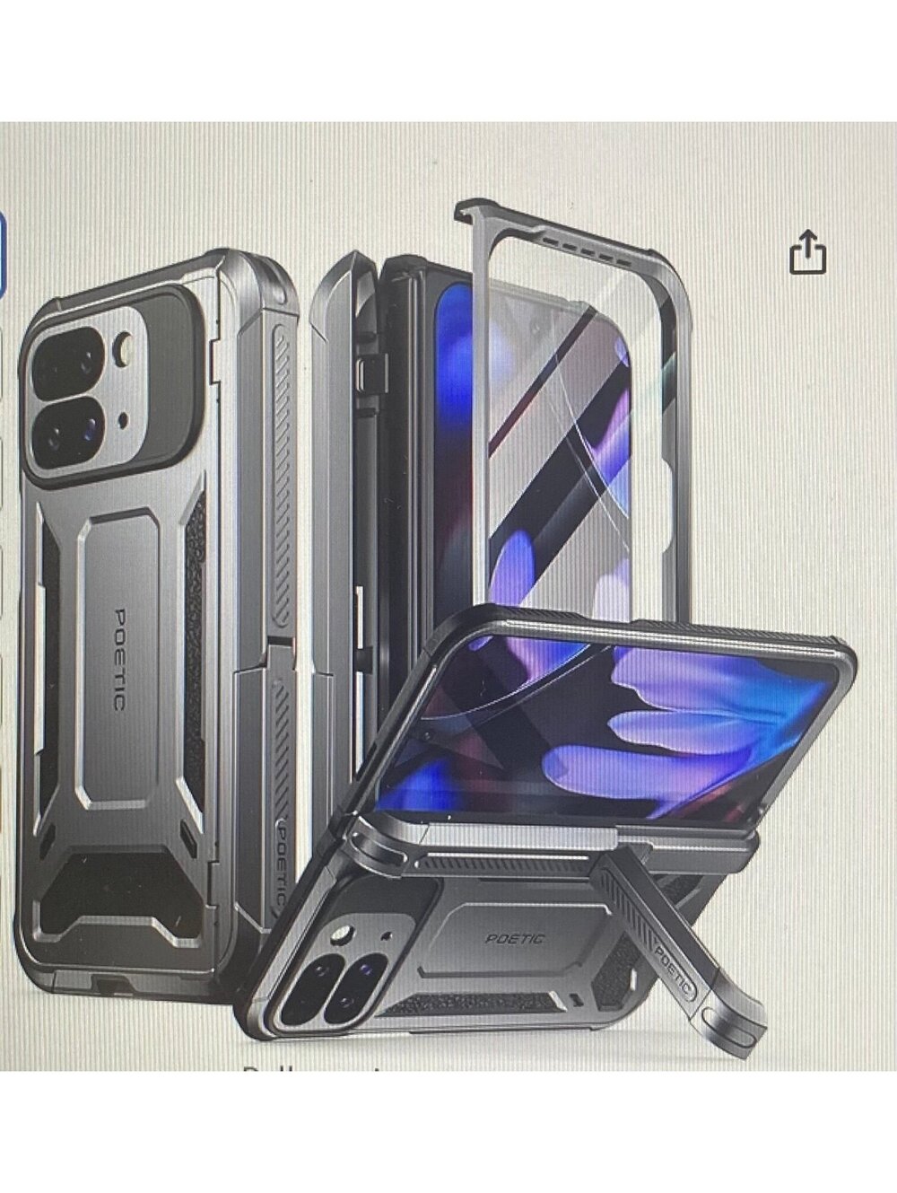 Poetic Spartan Case for Google Pixel 9 Pro Fold 5G Metallic Gun Metal